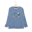 クレードスコープ kladskap 恐竜刺しゅう袖ライン接結長袖Tシャツ (M・ブルー)
