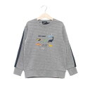 クレードスコープ kladskap 恐竜刺しゅう袖ライン接結長袖Tシャツ (グレー)