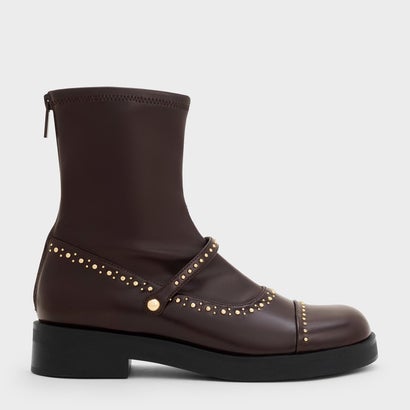 スタッズ アンクルブーツ （Dark Brown）