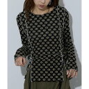 フラワー ストレッチレース ドロスト ギャザー スリット ロンT 長袖 トップス 花柄 透け感 32079P333 【MAISON BREEZE reveur】