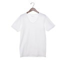 アクアスキュータム Aquascutum AQ和紙/半袖U首シャツ (ホワイト)