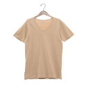 アクアスキュータム Aquascutum AQ和紙/半袖U首シャツ (ベージュ)