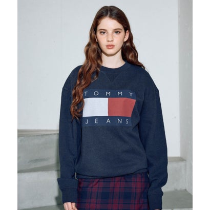 トミー ヒルフィガー TOMMY HILFIGER リラックスメランジフラッグトレーナー (ネイビー)