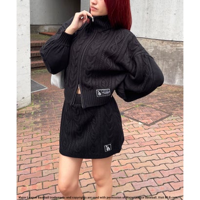バック トゥー ザ フィールド （ビーティーティーエフ） BACK TO THE FIELD (BTTF) 【MLB】ワッペン付ハイネックケーブルニットセットアップ （ブラック）