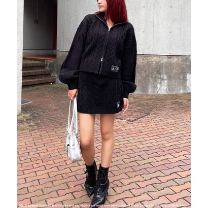 バック トゥー ザ フィールド （ビーティーティーエフ） BACK TO THE FIELD (BTTF) 【MLB】ワッペン付ハイネックケーブルニットセットアップ （ブラック）