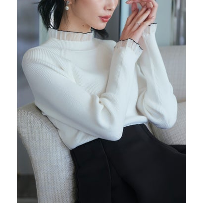 ルイルエブティック RUIRUE BOUTIQUE シアーフリルラグランニット (ホワイト)