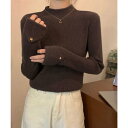 ミニミニストア miniministore プチハイネックニットトップス 袖口ボタン (ブラウン)(4)