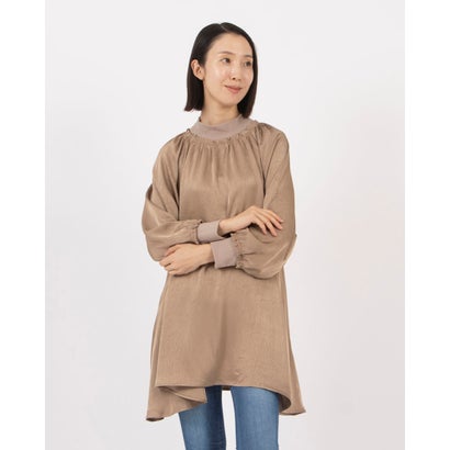 エー・エヌ・エル A.N.L シワ加工ラグランスリーブフレアチュニック (モカ)