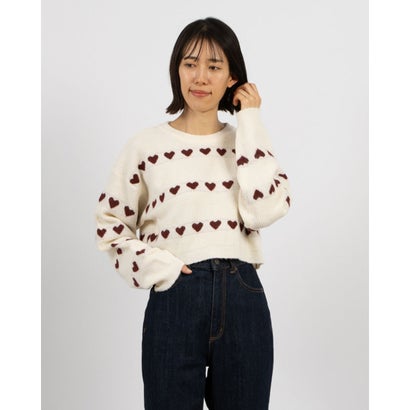 スタイルブロック STYLEBLOCK ハート柄ジャガードニットクロップドプルオーバー （アイボリー）