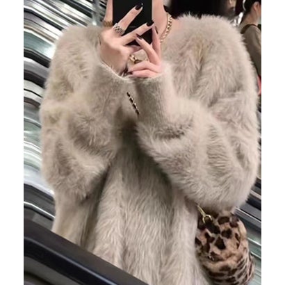 ミージェーン me Jane シャギーオーバーサイズニットトップス （ベージュ）