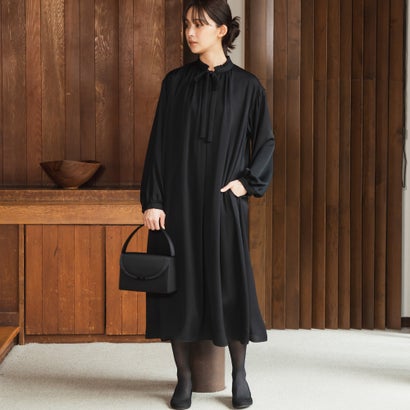 【喪服・礼服】リボンギャザーワンピース/卒業式/入学式/セレモニー