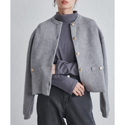 ラナン RANAN MTゴールド調ボタンニットカーデ （グレー）