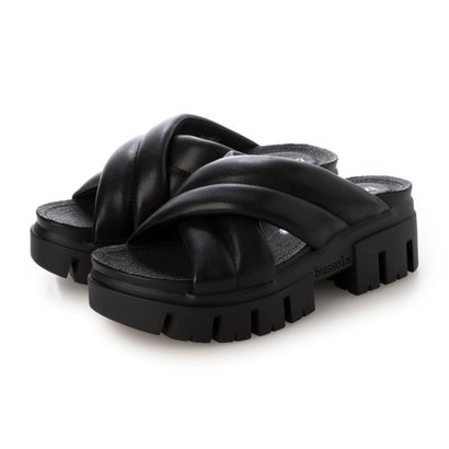 bussola ブソラ 　CORVARA　牛革 クロスベルト パデットサンダル （Black）
