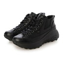 bussola ブソラ ソフトカウレザー ダブルフィッティング ボリュームソールシューズ (Black)