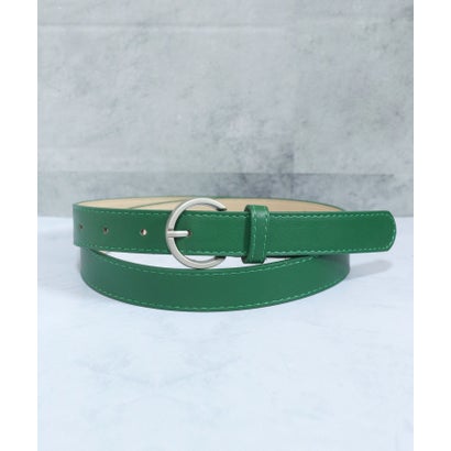 フロージュ florge マットシルバーバックルPUレザーベルト （グリーン）
