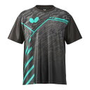 バタフライ BUTTERFLY バタフライ Butterfly 卓球 レクート Tシャツ メンズ レディース 半袖 Tシャツ トップ (ブラック)