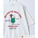 マルカワ MARUKAWA Tom&Jerry/トムとジェリー キャラクター フロント バックサガラ刺繍 オーバーサイズ半袖Tシャツ レディース メンズ (ガラ0)