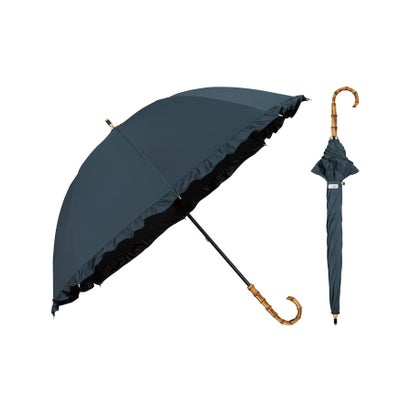 【Wpc.公式】日傘 UVO(ウーボ)8本骨 フリル 55cm 完全遮光 UVカット100% 遮熱 晴雨兼用 大きめ フリル日傘 晴雨兼用日傘 レディース 長傘 (ブルーグレー)