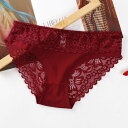 ショッピングゴー shoppinggo レースショーツ セクシー ショーツ単品 パンティ 薄型 総レース 透け感 下着 ランジェリー シースルー ふんどしパンツ 【返品不可商品】 (ワインレッド)(4)