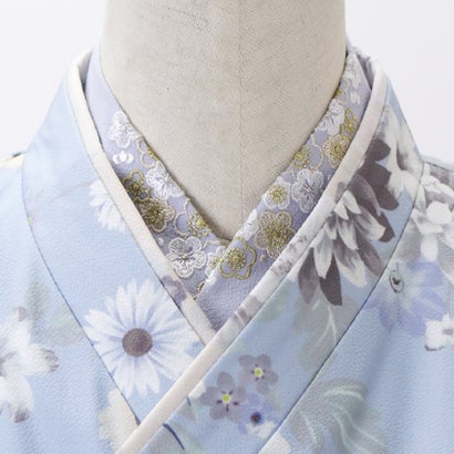 キャサリンコテージ Catherine Cottage 刺繍入り半衿付き肌襦袢 （梅づくし・青藤色[BLU1]）