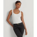 ローレン ラルフ ローレン LAUREN RALPH LAUREN コットンブレンド タンクトップ (100ホワイト)(4)