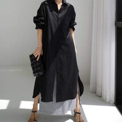 メゾンドラティール maison de LATIR ロングシャツワンピース (ブラック) メゾンドラティール maison de LATIR ロングシャツワンピース (ブラック)