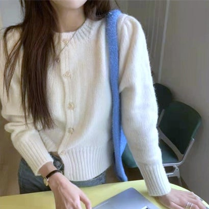 メゾンドラティール maison de LATIR ショート丈ルーズニットカーディガン （ホワイト）