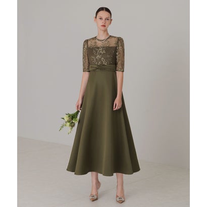 レジャ Leja ボタニカルバックオープンフレアリボンドレスワンピースドレス美脚効果結婚式 パーティードレス 成人式 20代 30代 40代 (GREEN) レジャ Leja ボタニカルバックオープンフレアリボンドレスワンピースドレス美脚効果結婚式 パーティードレス 成人式 20代 30代 40代 (GREEN)