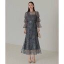 レジャ Leja フレアスリーブボレロ花柄刺繍マーメイドドレスワンピースドレス美脚効果結婚式 パーティードレス 成人式 20代 30代 40代 (BLUE)(4)