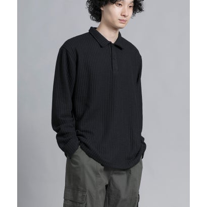 アイモハ aimoha aimoha men Textured Comfort Polo Sweater (ブラック)
