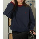 ユーエスポロアッスン U.S. POLO ASSN. モックネック ショート丈 スウェット トレーナー トップス 長袖 ワンポイント ユニセックス (ネイビー)