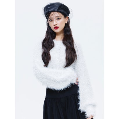 エイミーイストワール eimy istoire リボンファンシーヤーン2wayカーディガン (WHITE)