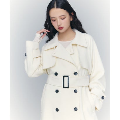 エイミーイストワール EIMY ISTOIRE スタンドカラーウールトレンチコート （WHITE）