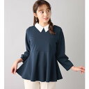 アロッタ Alotta 【嬉しい3つの機能付】ストレッチ素材衿付ペプラムチュニック (ネイビー)