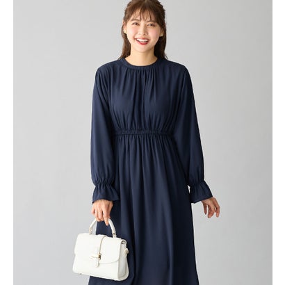 アロッタ Alotta あったか裏地付キャンディー袖ワンピース (ネイビー)