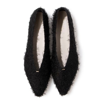 ラウナレア Launa lea ジャガードVカットフラットパンプス(0586) （ブラックZ）