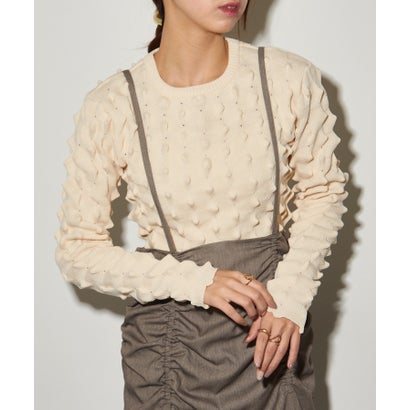 MAISON BREEZE reveur P100 トゲトゲクロップドプルオーバー ショート丈 クロップド丈 長袖 トップス プルオーバー DTK(アイボリー) MAISON BREEZE reveur P100 トゲトゲクロップドプルオーバー ショート丈 クロップド丈 長袖 トップス プルオーバー DTK(アイボリー)