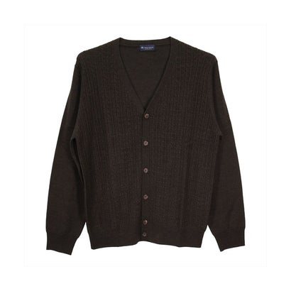 トーキョーシャツ TOKYO SHIRTS セットインケーブル ニットカーディガン メンズ (ブラウン)