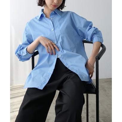 アンドミー andme イージーケア オーバーサイズ ドロップ 長袖 シャツ （サックス）のサムネイル