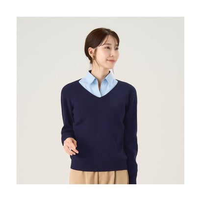 トーキョーシャツ TOKYO SHIRTS Vネックニットプルオーバー ベーシック レディース (1ブルー・ネイビー)