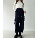 ジュノア JUNOAH ドロスト裏起毛スウェットカーゴパンツ (ネイビー)