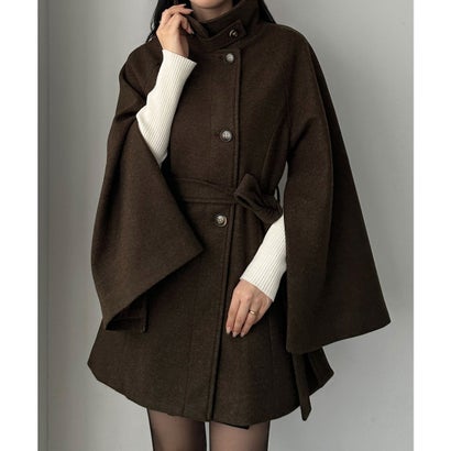 ルエレ Louere Louere ハイネックミドル丈コート （ブラウン）