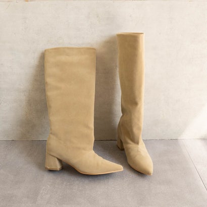 ファビーファビー FABBY FABBY. ワイドシャフトロングブーツ （スウェードベージュ）