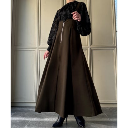 ジュノア JUNOAH フロントハーフジップジャンパースカート (ダークブラウン) ジュノア JUNOAH フロントハーフジップジャンパースカート (ダークブラウン)