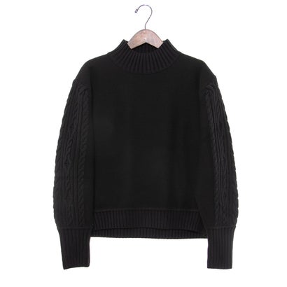 エグランティーヌ EGLANTINE ケーブルニットドッキングプルオーバー （ブラック）