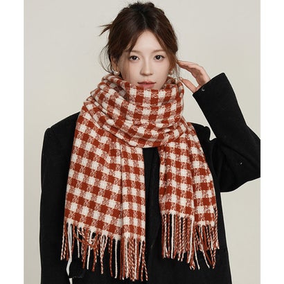 ミニミニストア miniministore 大判 マフラー フリンジストール 韓国風 （レンガ）
