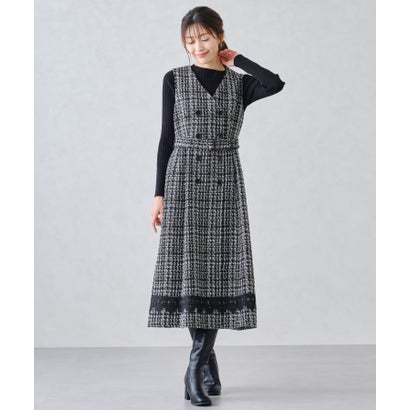 ミッシュマッシュ MISCH MASCH ■2024秋冬新作■裾レースツイードジャンスカ/MM447421 (BLACK)