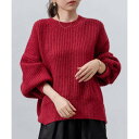 テディショップ Teddyshop レディース 長袖ボリューム袖グリッターラメニットプルオーバー (レッド)(4)