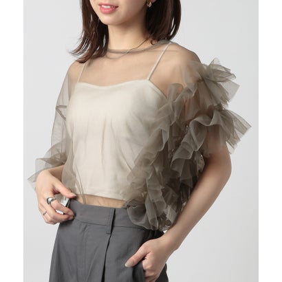 メゾンブリーズレヴール MAISON BREEZE reveur アシンメトリー チュールレース ブラウス シアー トップス フリル trctrc-234034...