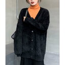 ふわふわシャギーニットカーディガン韓国風